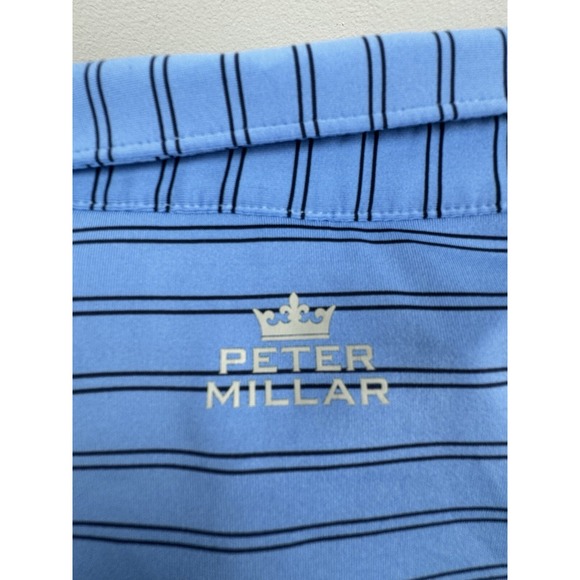 Peter Millar Tour Fit Short Sleeve Blue Black‎ Stripped Polo Men's XL *LOGO* - Picture 11 of 15